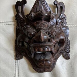 Handcrafted Dark Wood Tribal Mask